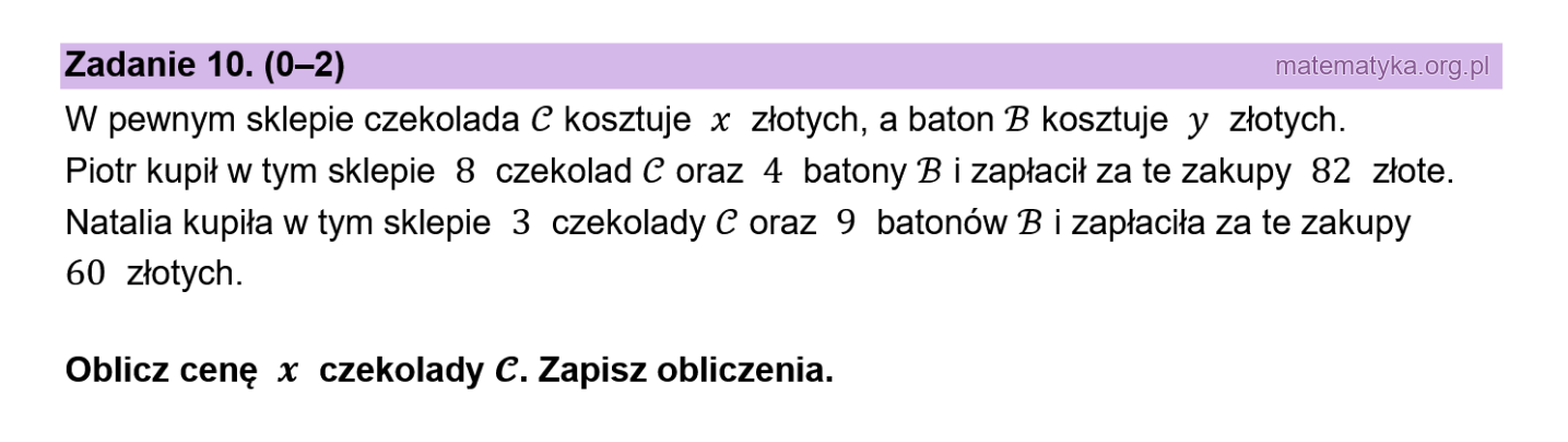 Matura podstawowa sierpień 2026 – zadanie 10