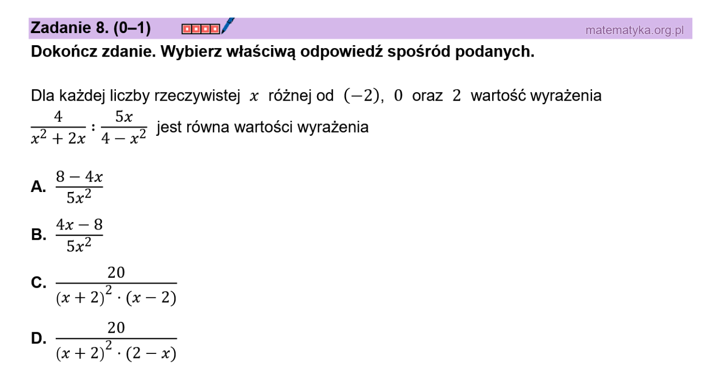 Matura podstawowa sierpień 2026 – zadanie 8