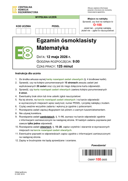 Egzamin ósmoklasisty matematyka 2026